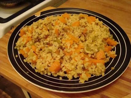 Булгур с фаршем на сковороде с овощами
