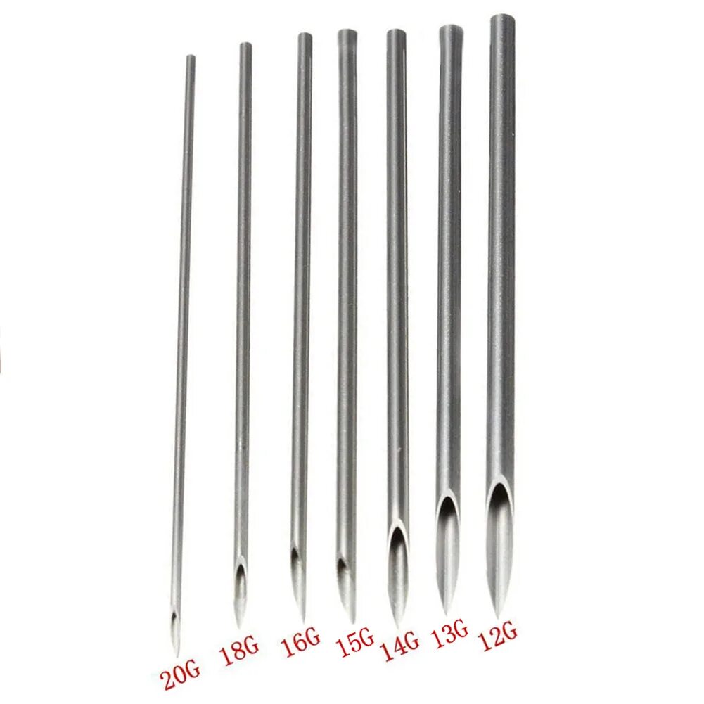 Какие иглы для какого пирсинга. Игла для прокола 12g. игла для пирсинга 14g. размер катетера для прокола септума. игла g16 g14.