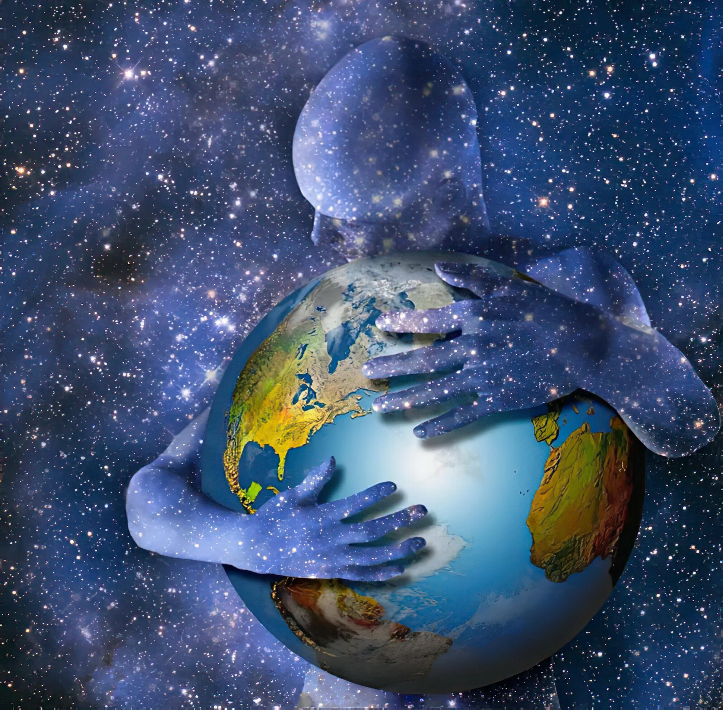 Живые боги на земле. Планета любви. Обнять земной шар. Обнять землю. Мир Вселенная.