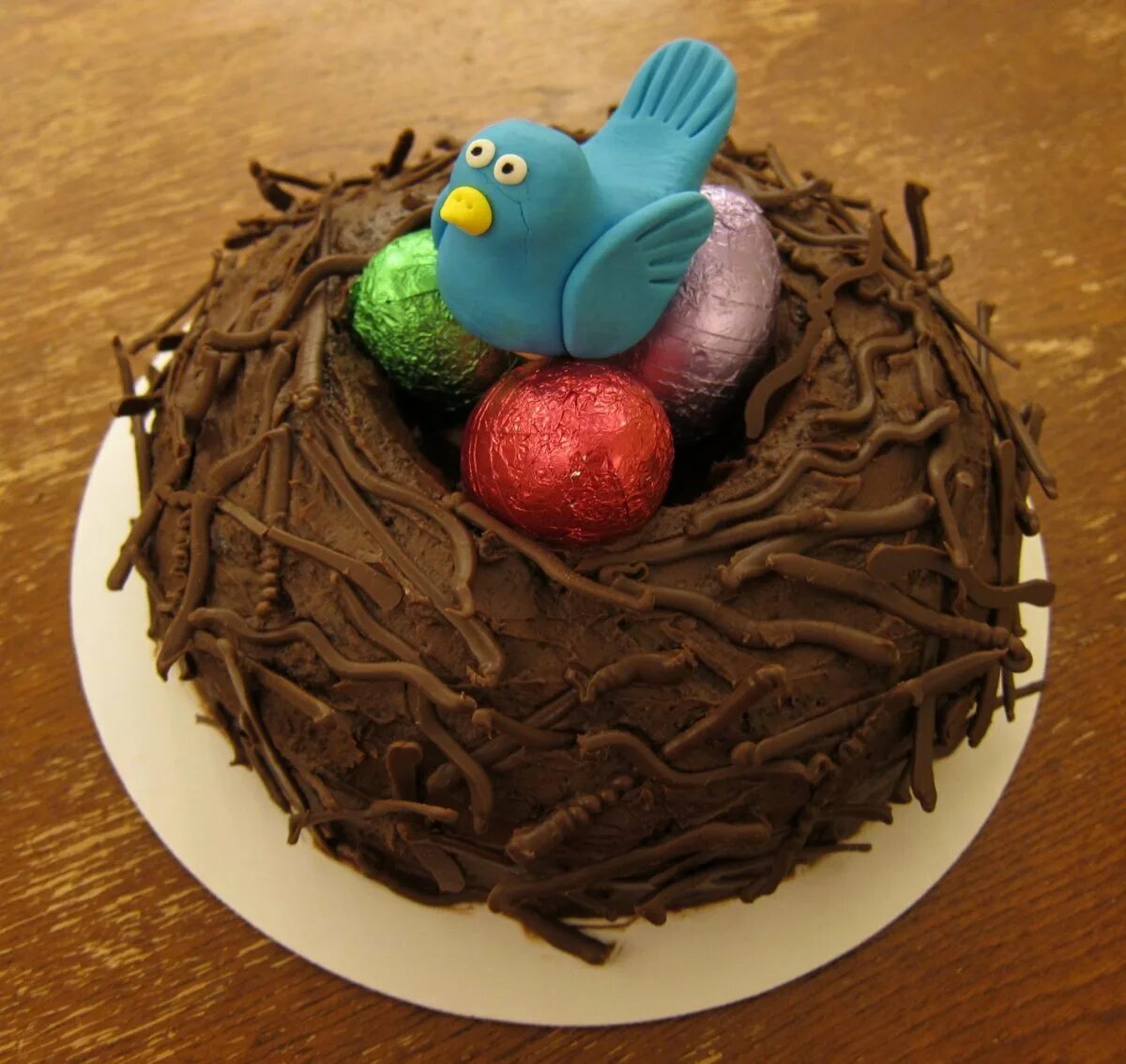 Торт гнездо. Пасхальный торт. Шоколадное гнездо на торт.