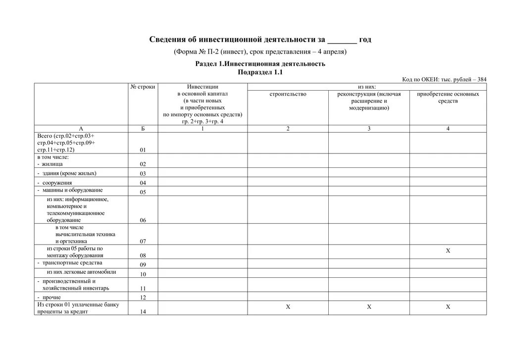 Форма 2 инвест годовая