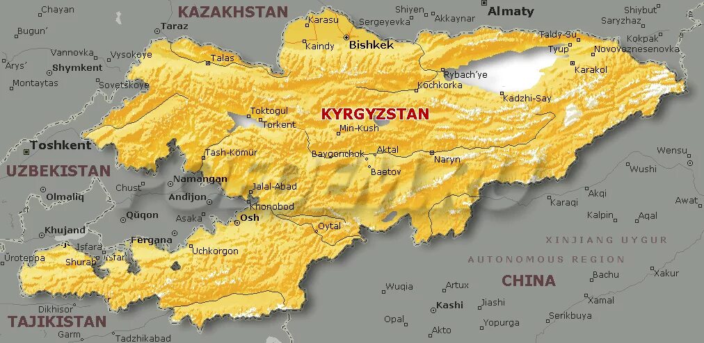 Какие карты в киргизии. Географическая карта Кыргызстана. Киргизия карта географическая. Территория Кыргызстана на карте. Карта Кыргызстана география.