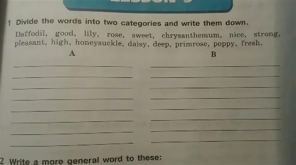 Divide the Words into two categories. Write down the Words. Write the Words into the ответы. Divide the Words from the Box into the four categories 5 класс