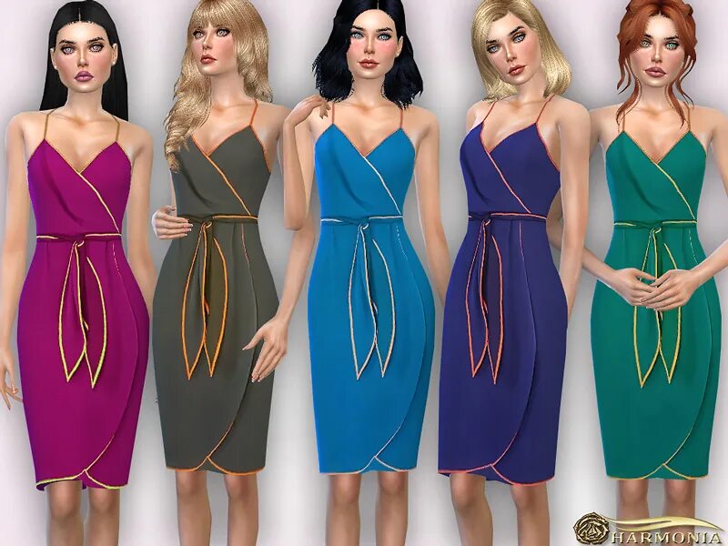 Different dresses. Колорблок одежда женская. Sims 4 платья шелк. Подруги невесты в коротких платьях. Same clothes.