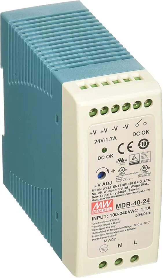 Mdr 40 24. MDR-40-24 mean well. Блок питания meanwell MDR-60-5. Блок питания mean well MDR-20-24. MDR-40-24 MW 24v 1.7a 40.8w din.