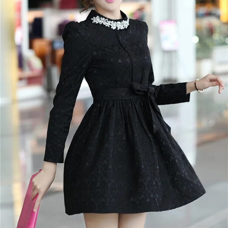 Платья с длинным рукавом и воротником. Платье с воротником. Черное платье с шифоновыми рукавами. Платья с длинным рукавом и воротником. Платья с длинным рукавом и воротником.