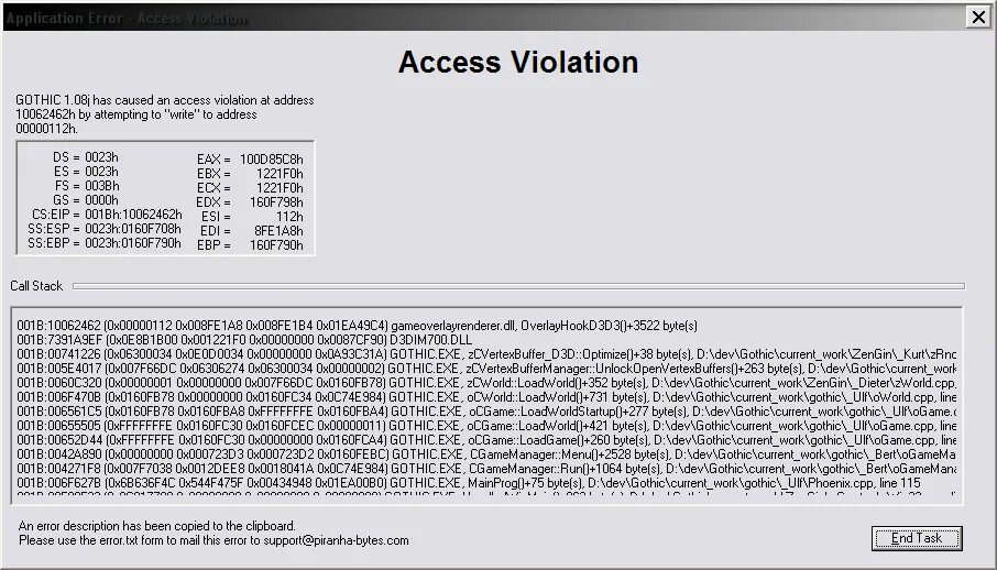 Byte cpp. Готика access Violation. Ошибка access Violation. Application Error access Violation Готика 2. Готика 1 загрузка сохранений.
