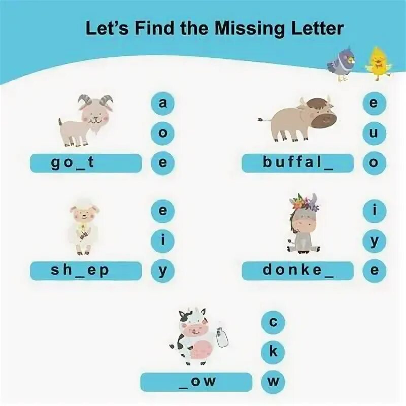Find the missing letters. Find the missing letters