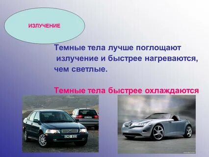 Примеры что темная поверхность сильнее нагревается