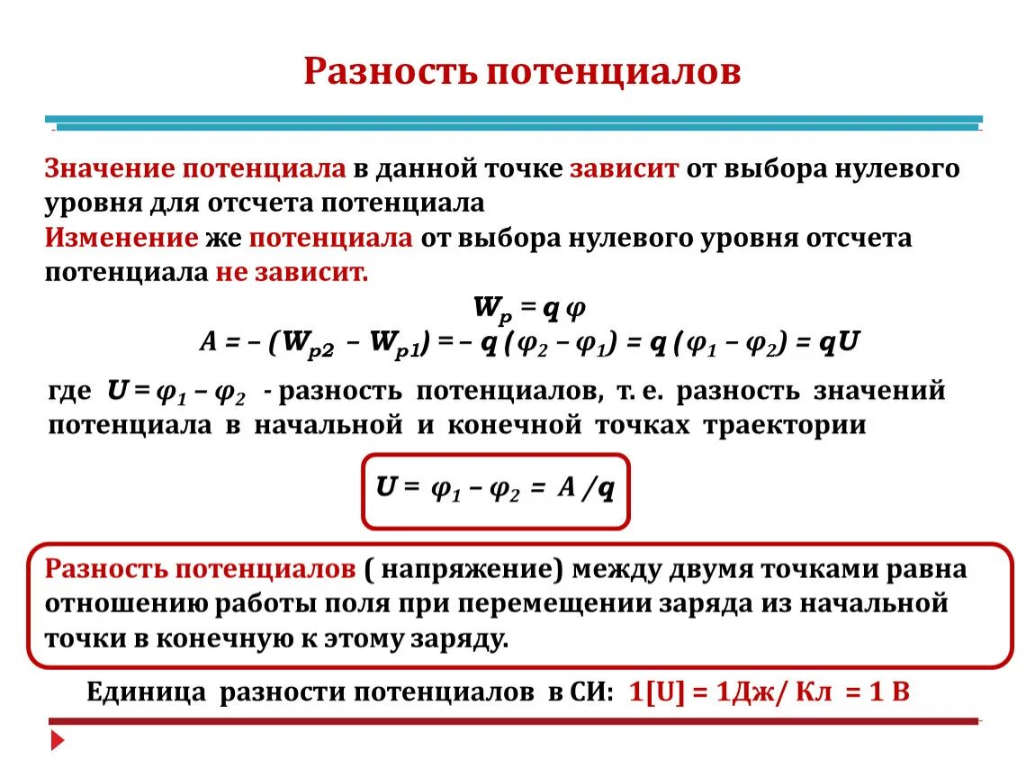 Находим нулевой уровень уровнем. Формула нахождения разности потенциалов. Определение разности потенциалов формула. Формула разности потенциалов между двумя точками. Разность потенциалов и заряд формула.