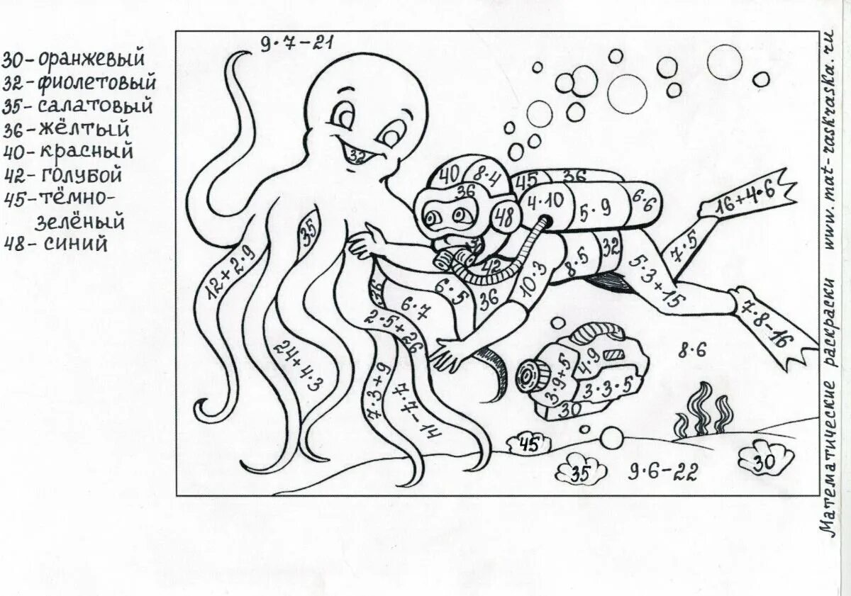 5. 4. Раскраска по цветам. Раскраска таблица умножения. 5.
