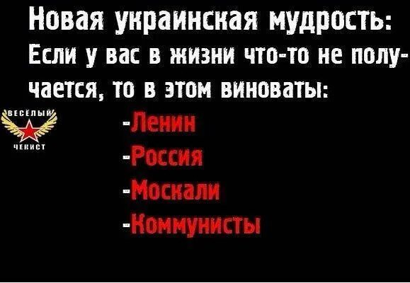 Хохлы виноваты. Во всем виновата Россия. Украинская мудрость. Во всем виноваты хохлы.