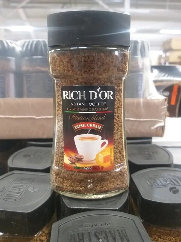 Кофе рич. Rich dor Irish Cream instant Coffee 220г. Rich d'or" с ароматом Irish Cream 115 гр. Кофе сублимированный Rich d'or с ароматом Irish Cream 115гр ст/б ООО "Фаворит". Rich d'or Irish Cream сублимированный.