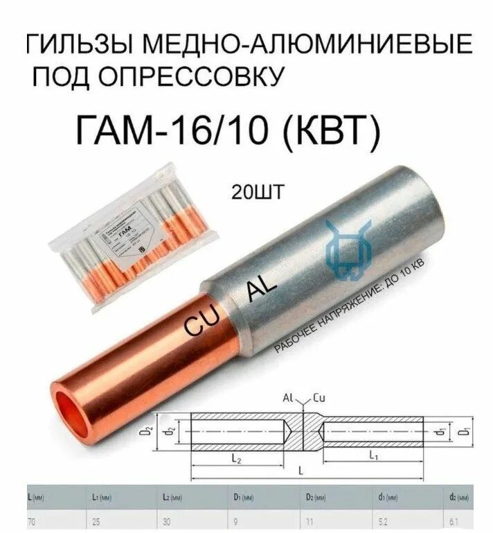 КВТ гильза гам 16-10 50553. Гильза КВТ гам 16-10. Гильза алюминий медь 16. Гам 16-10, кабельные гильзы алюмомедные под опрессовку.