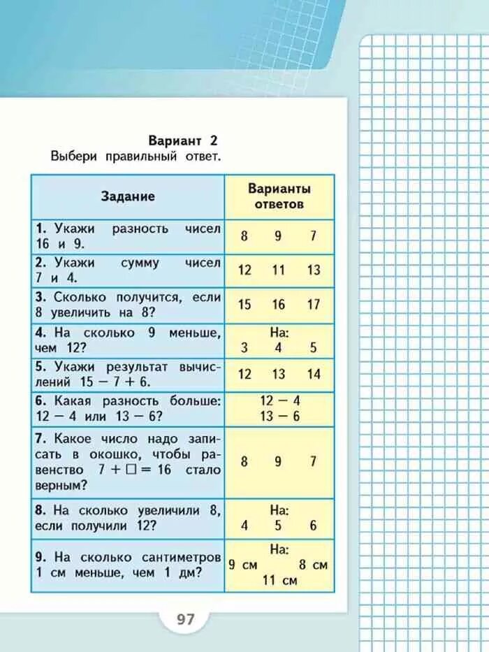 Математика 2 класс учебник 1 часть Моро. Математика 1 класс стр 97 вариант 2. Учебник страница 97 вариант 2.