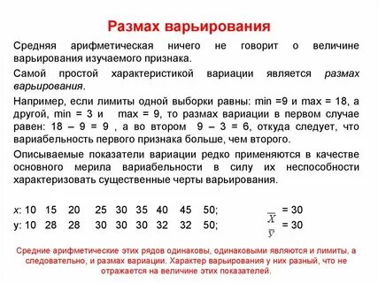 Размах признака