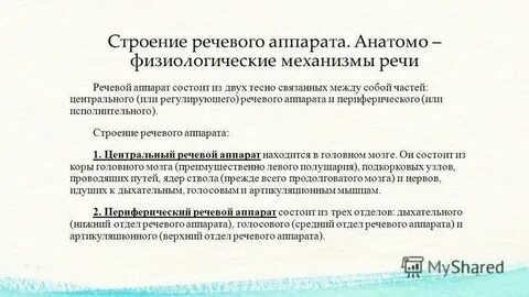 Анатомо физиологические нарушения речи