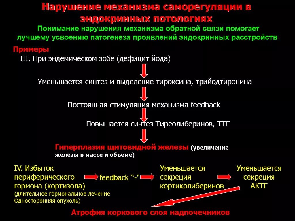 Нарушение саморегуляции. Механизм обратной связи эндокринной системы. Нарушение обратной связи гормонов. Механизмы развития эндокринных заболеваний. Роль нарушений механизма обратной связи в эндокринной патологии.