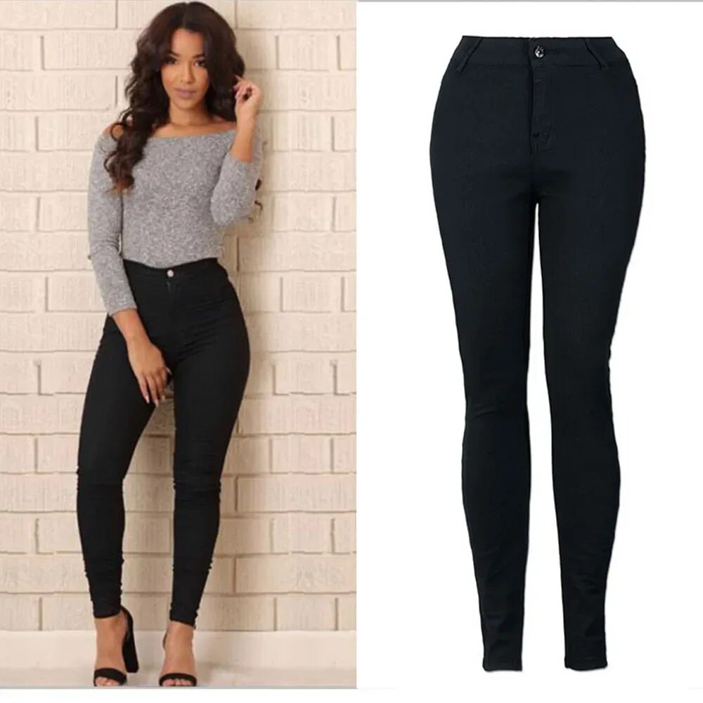 Брюки skinny High Waist. Черные джинсы. Чёрные обтягивающие джинсы женские. Облегающие джинсы с высокой талией. Обтягивающие черные штаны