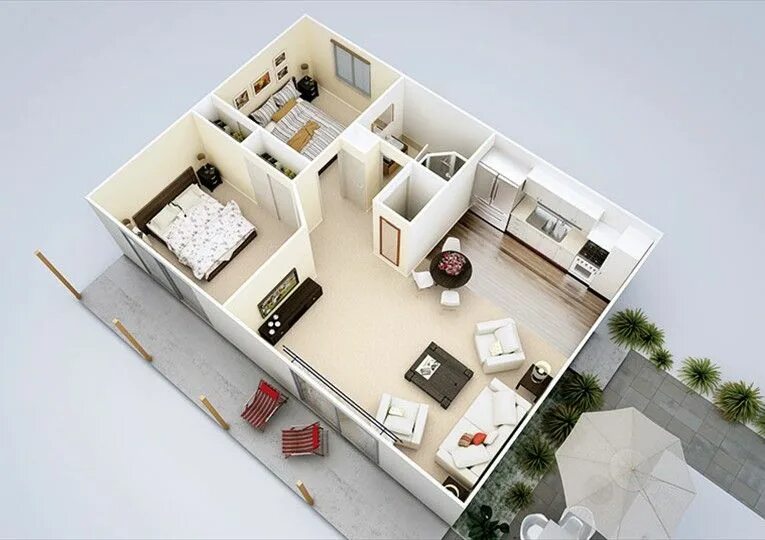 Two bedroom flat. Макет квартиры сверху. Макетная квартира студия. 3d план 50 м 2 квадрат. 350 Sq m. дом.