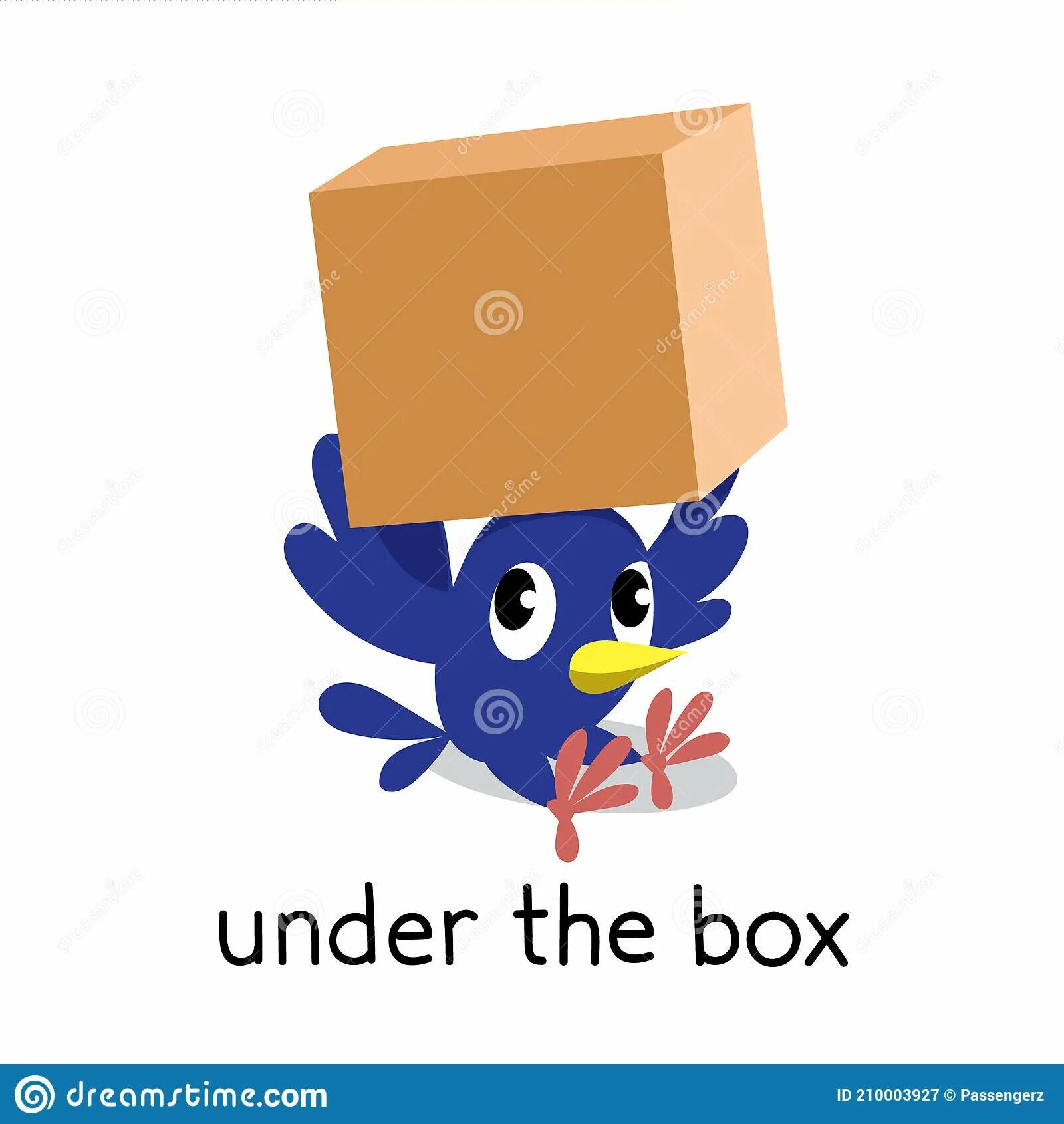 The box is under the window. Under the box картинка для детей.