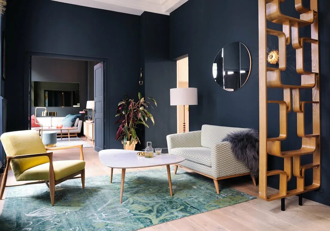 Стильный интерьер гостиной. Стильный интерьер. Трендовые стены. Dulux краска зеленый. Трендовые стены.