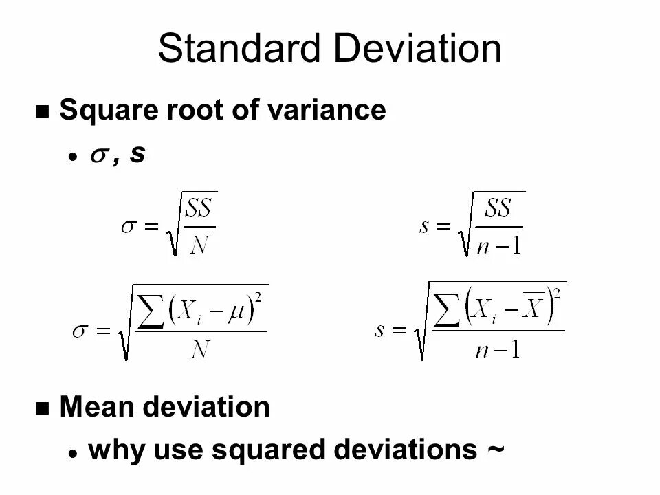 Mean deviation. Deviation Squared Formula. Variance and Standard deviation. Standard deviation Squared. Mean and Standard deviation.