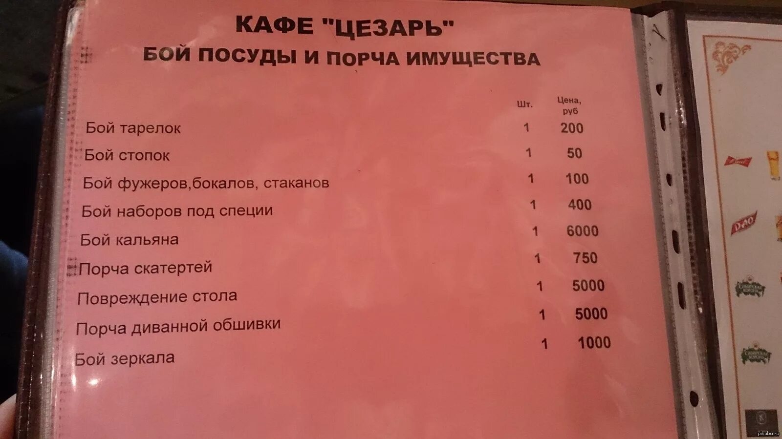 Кто сколько должен заплатить в кафе если. Прейскурант бой посуды. Штрафы за порчу имущества в гостинице. Порча имущества в кафе. Порча имущества в кафе штрафы.