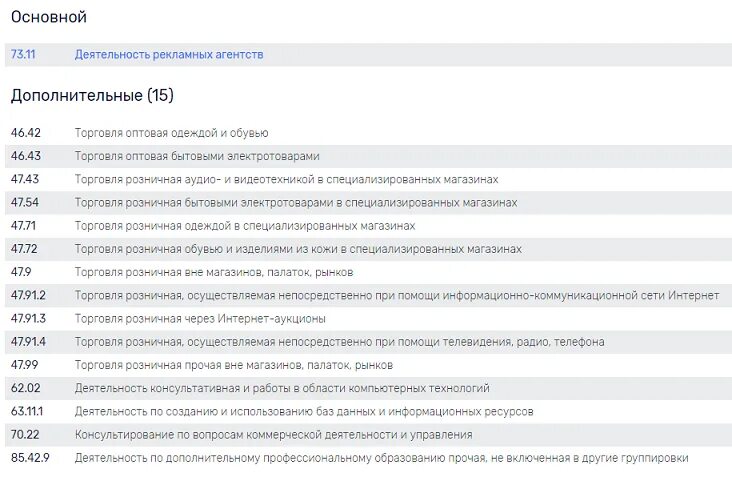 Оквэды для ооо. ОКВЭД торговля розничная вне магазинов палаток рынков. ОКВЭД рекламная деятельность. Деятельность рекламных агентств. ОКВЭД Прочая розничная торговля в специализированных магазинах.