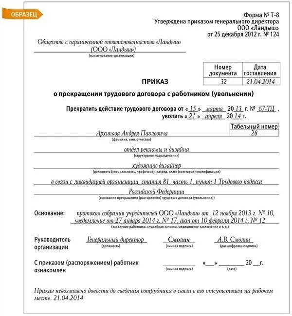 Акт прекращения