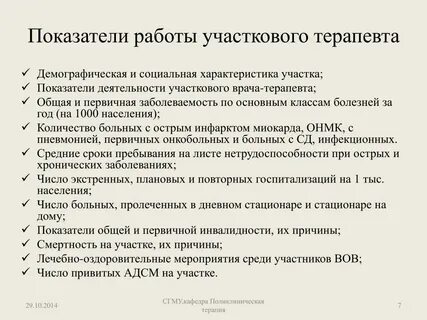 Деятельность врача терапевта
