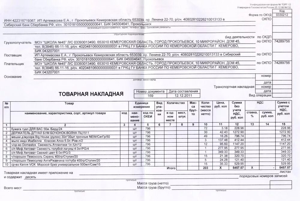 Как заполнить товарную накладную