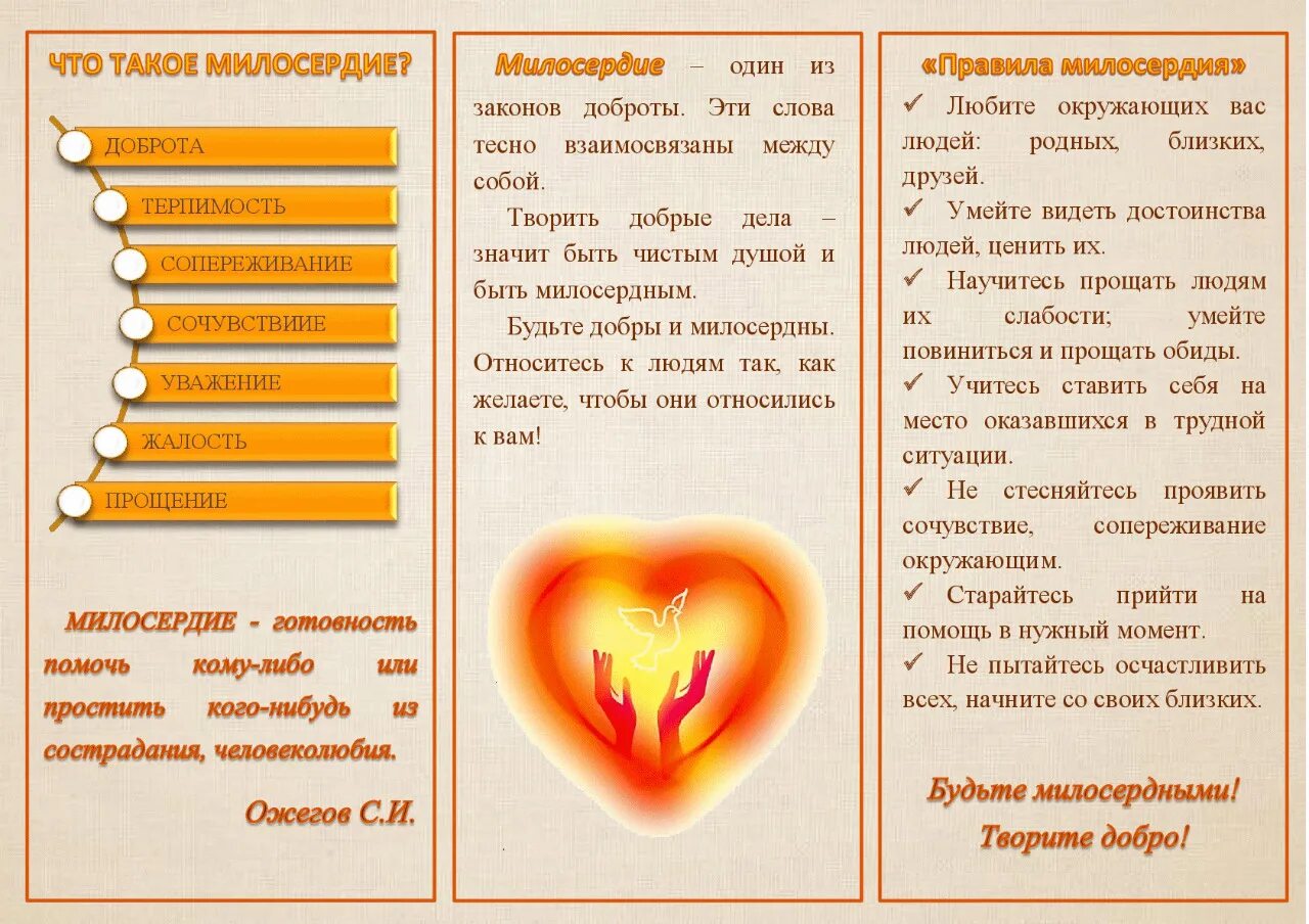 Чтобы проявить милосердие надо освободить свою. Памятка родителям о доброте. Доброта к родителям. Памятка для родителей о добре и милосердии. Буклет о доброте.