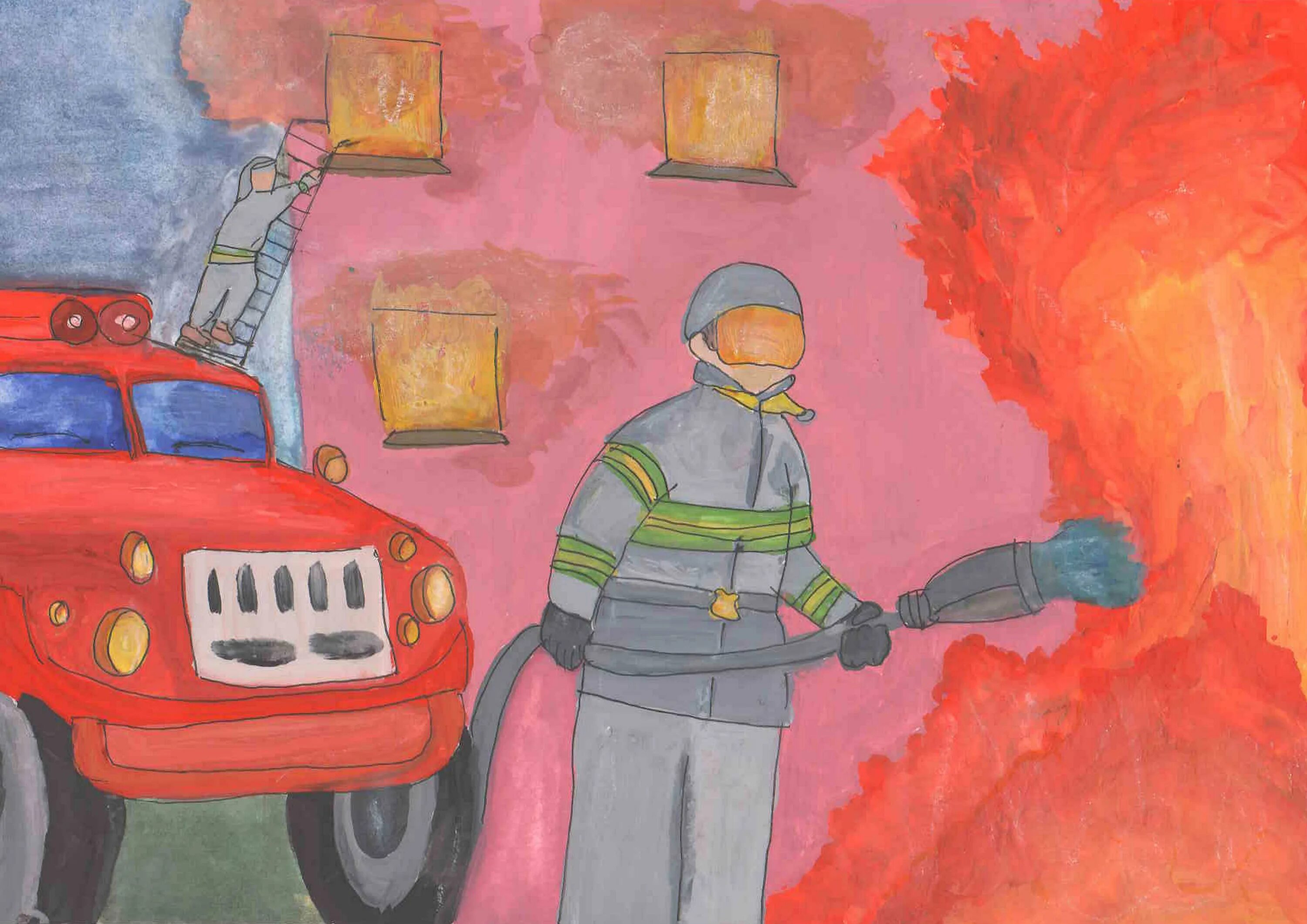 День пожарной охраны в детском саду. Рисунок ко Дню пожарника. Детские рисунки ко Дню пожарника. Рисунок ко Дню пожарной охраны. Рисунок на тему пожарная безопасность 5 класс.
