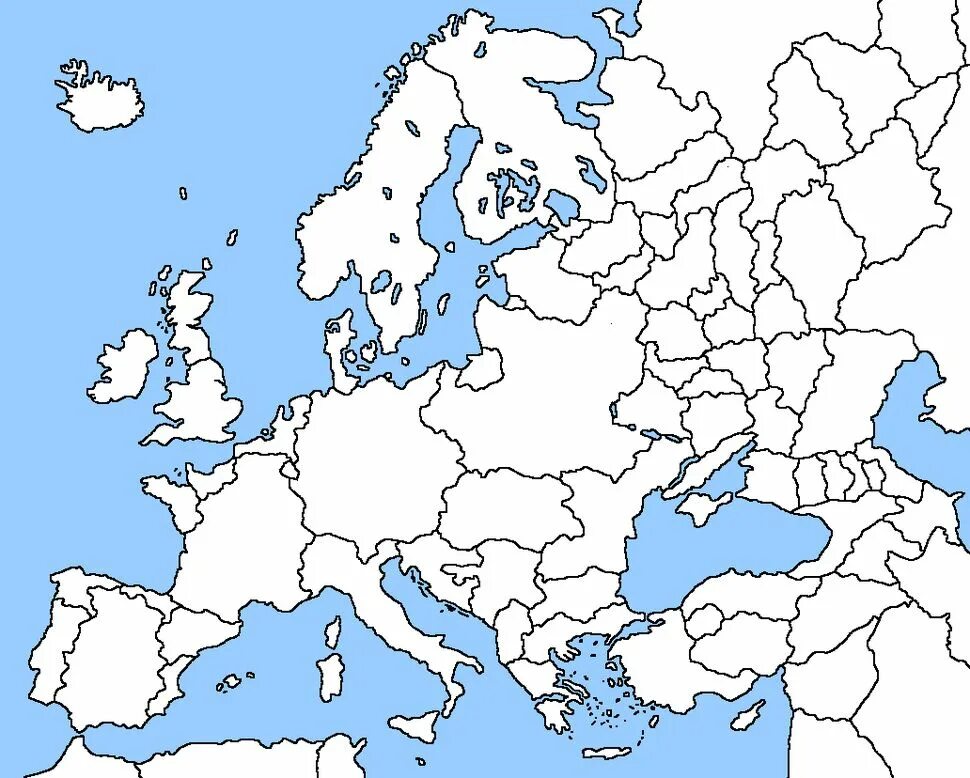 Europa 1 2. Карта Европы политическая белая. Контурная политическая карта Европы с границами государств. Контурная карта Европы с границами. Пустая контурная карта Европы.