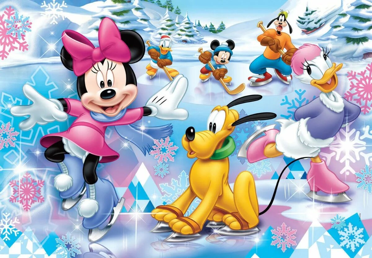 Мульты красивый. Новогодние персонажи Walt Disney. Микки Маус и Минни Маус зима. Новогодние Диснеевские мультфильмы. Микки и Минни Маус зимой.