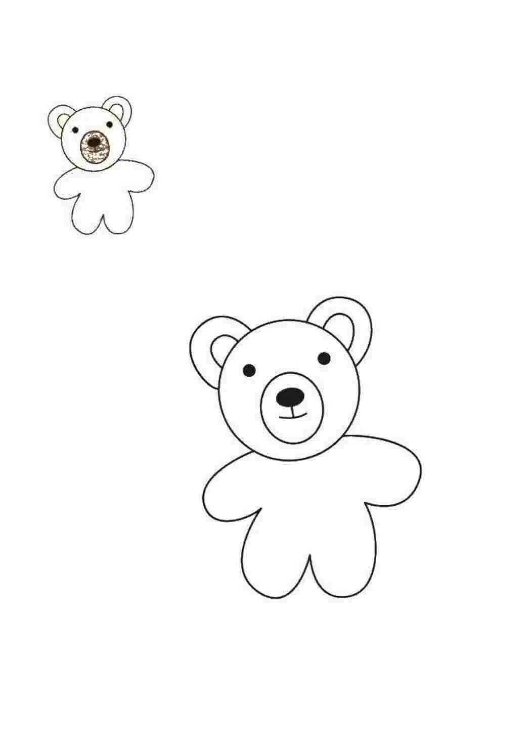 Рисунок игрушек легко. Рисунок мишки для детей легкие. Маленький мишка рисунок. Нарисовать маленького медвежонка. Медвежонок раскраска для детей.