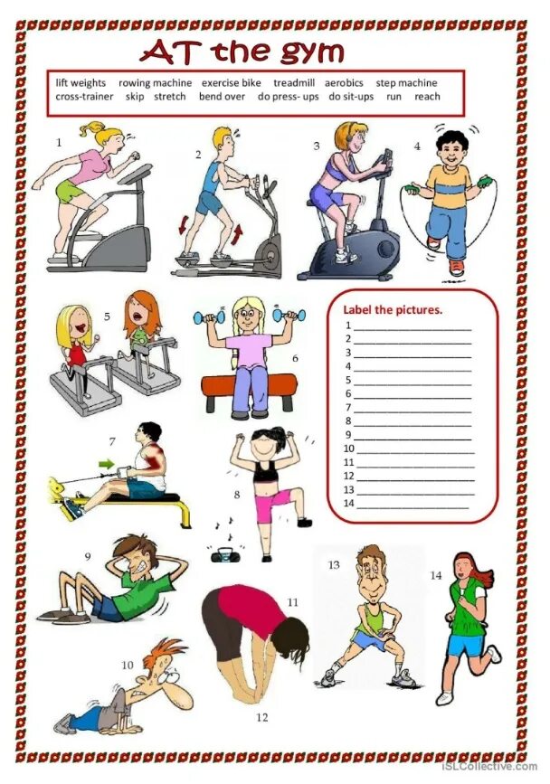 Sports exercises. Physical exercises in English. Health and Fitness Worksheets. Физкультура Worksheets. Physical exercises for Kids in English.