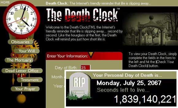 Death clock org. Death clock. death clock дата. 8 the death clock. desk clock дата смерти.