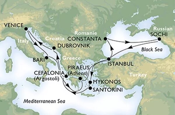 Бари расстояние. Морской путь из Средиземного моря в черное море. Путь из черного моря в Средиземное на карте. Путь из черного моря в Средиземное. Карта морских круизов.