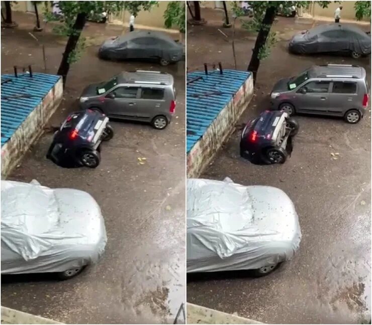 Машина ушла под землю. В самаре машина провалилась под асфальт. Парковка провалилась. Машина провалилась под асфальт. Провал израиля.