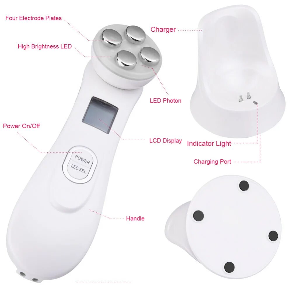 Massage instrument инструкция. Аппарат мезотерапии ems+RF+led. RF-лифтинг ems массажер для лица. Массажер для лица RF ems лифтинга.