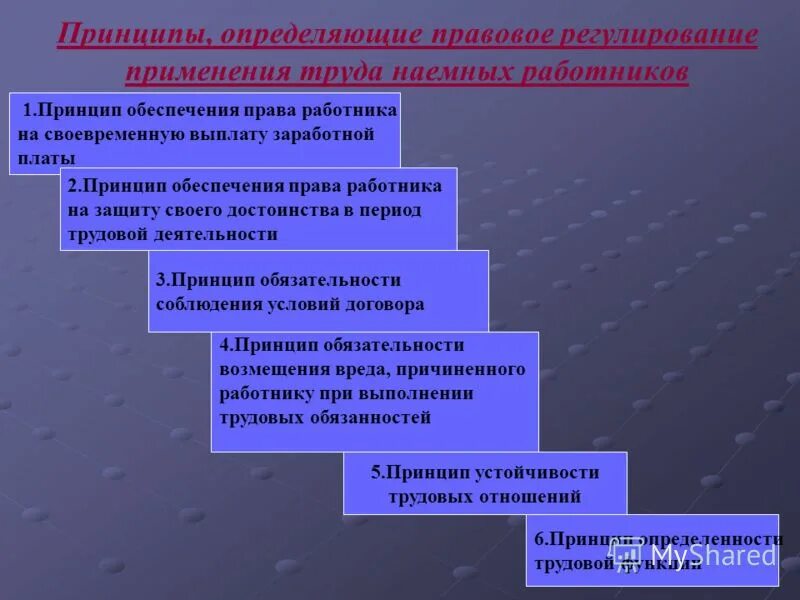 Принципы осуществления наемного труда. Принципы определяющие применение труда наемных работников. Принципы правового регулирования труда. Принципы правового регулирования трудовых отношений. Нравственное и правовое регулирование