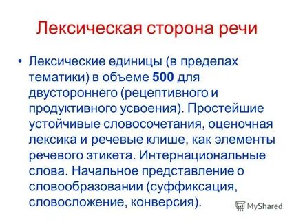Лексическая сторона речи