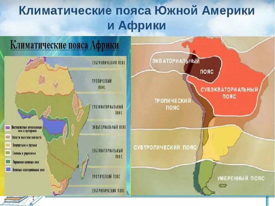 Климатические пояса Южной Америки. Климатические зоны Южной Америки. Пояса Африки и зоны. Климатические пояса Южной Америки и Африки.