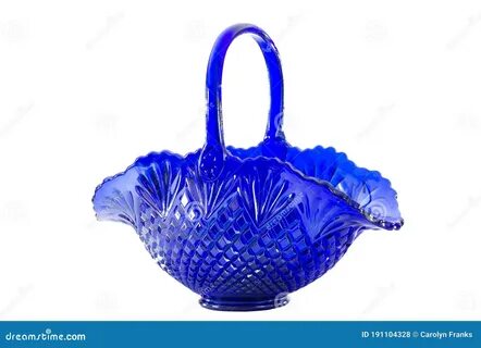 Vintage blue glass basket