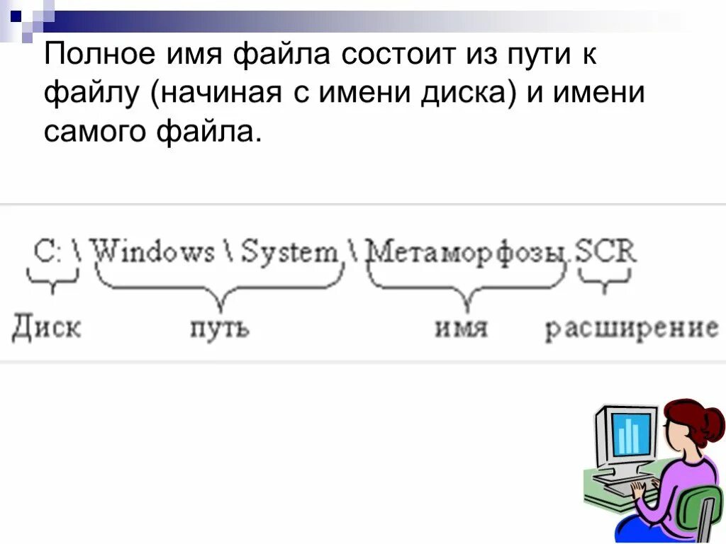 Название файла состоит. Полное имя файла. Полное имя файла состоит. Имя файла путь к файлу. Из чего состоит имя файла.