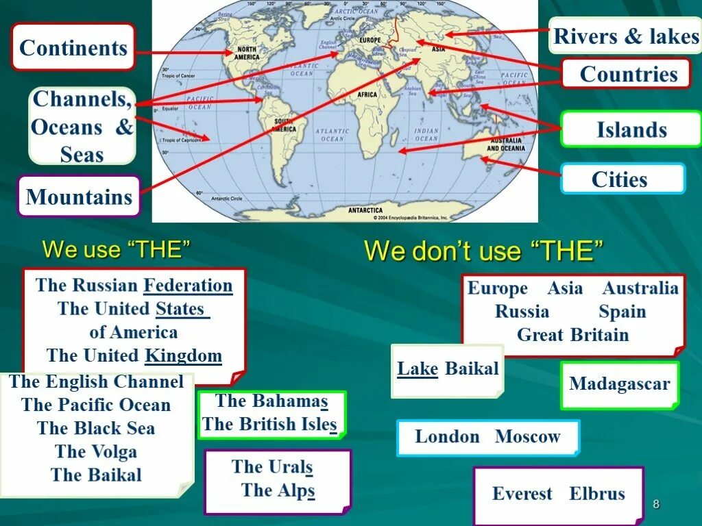 Oceans and Seas in English. Oceans Seas Continents. Lake River Sea Ocean. Use the Oceans Rivers. Many rivers and lakes are