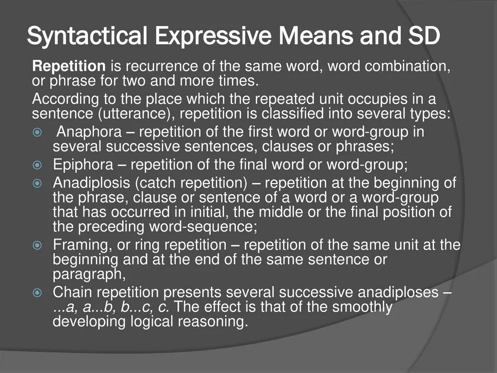 Express meaning. Framing stylistic device. Syntactical expressive means and stylistic devices. Types of expressive means. Syntactical SD.