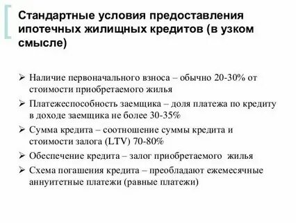 Все условия ипотечного кредита